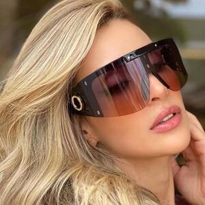 Shield Sunglasses Visor Sun Glasses Oversized Fashion Tortoise Brown Lens Lentes